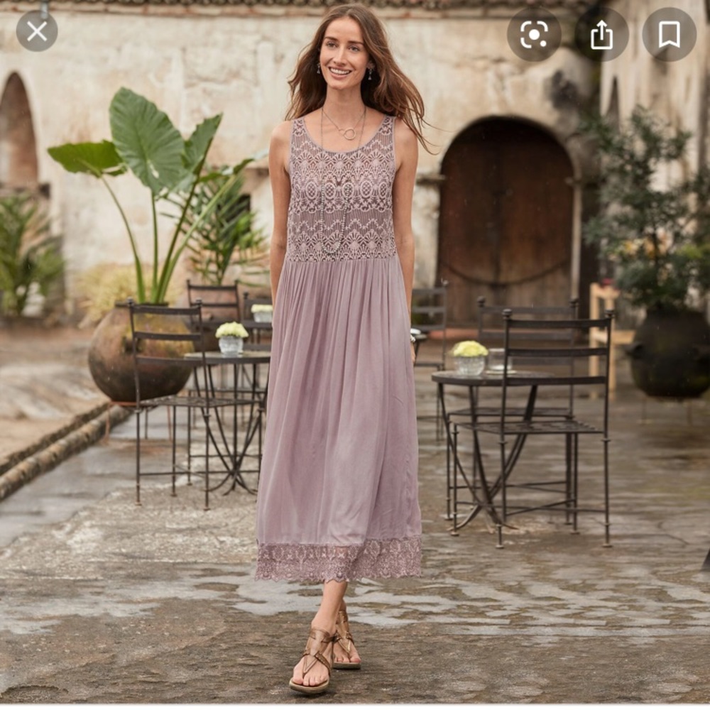 lavender 100% Silk dress, embroidered by Sundance